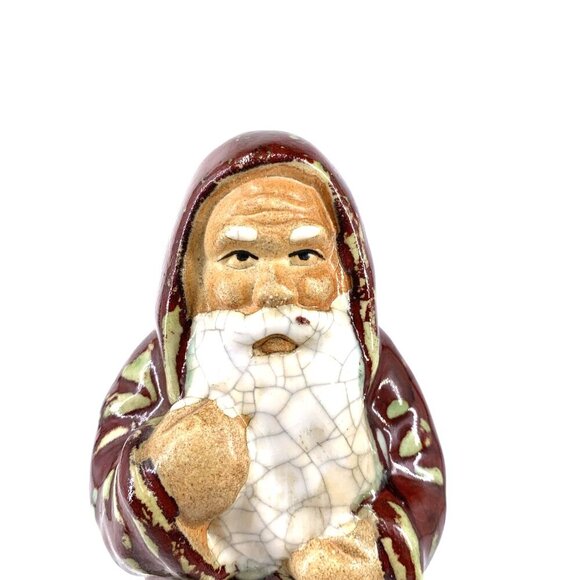 Crackle Santa Claus Christmas Figurine Decor 8" Ceramic Vintage - Picture 2 of 8